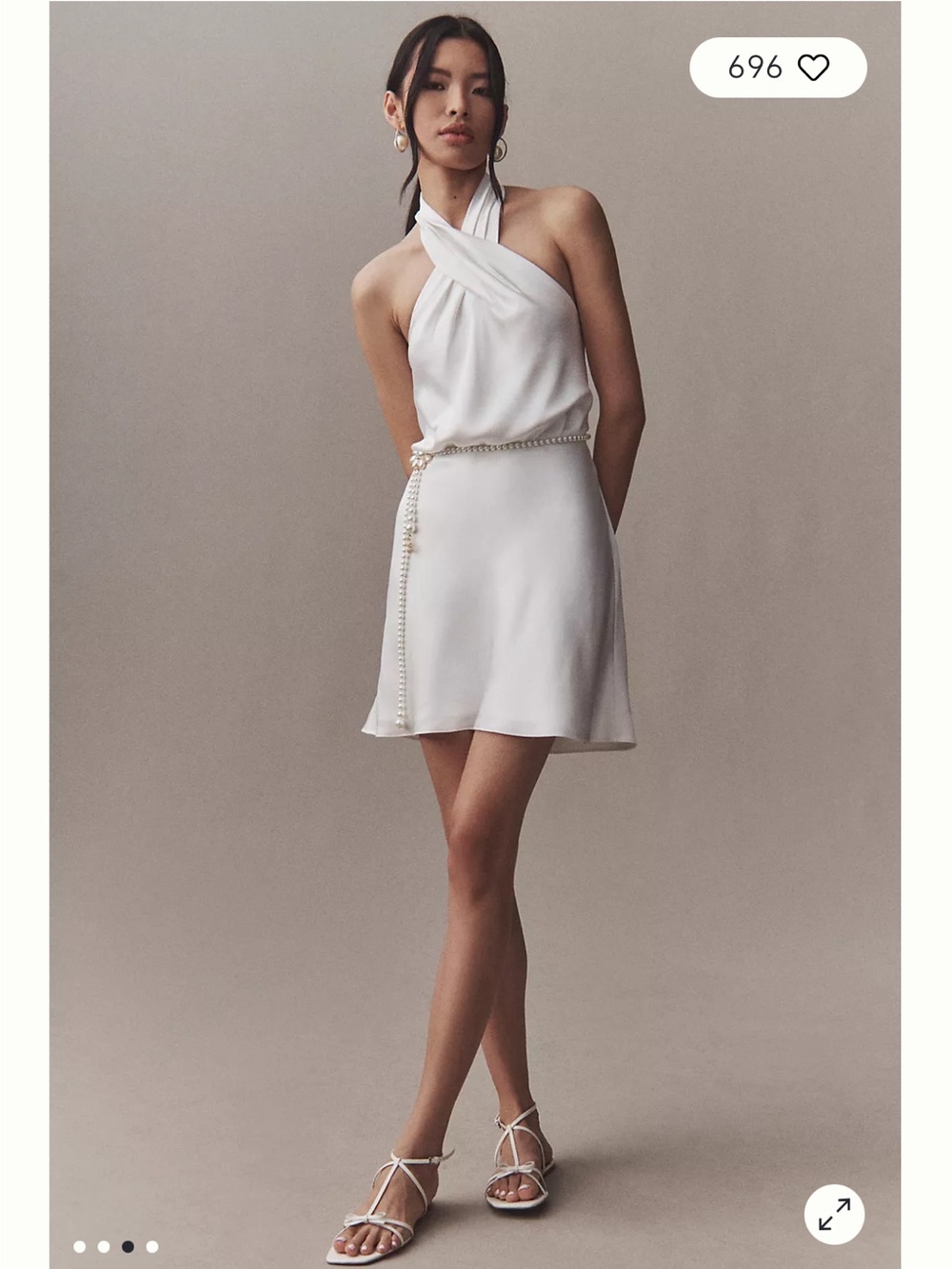 BHLDN White One-Shoulder Satin Dress